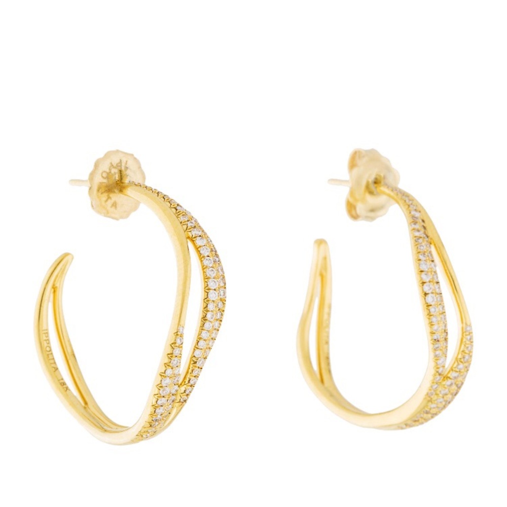 Ippolita Diamond & 18K Yellow Gold Hoop Earrings